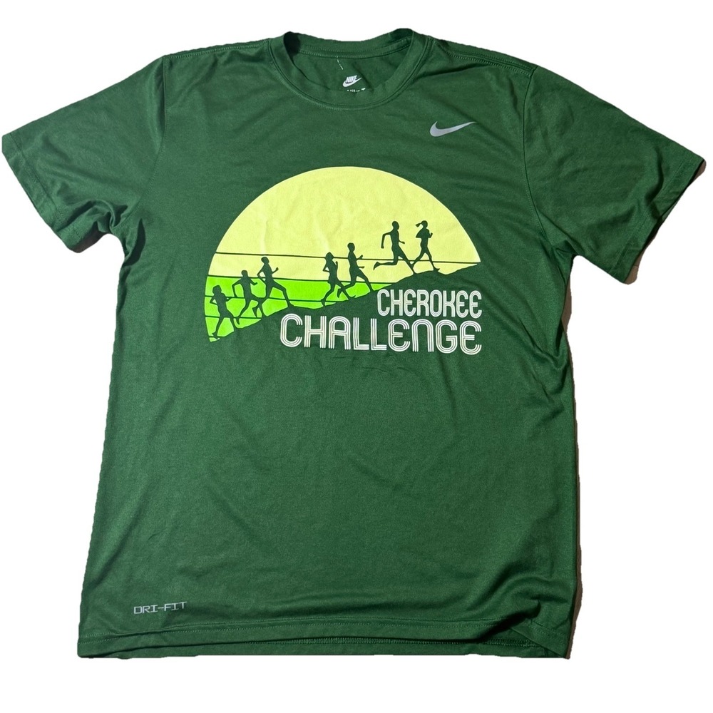 Nike Dri-FIT Cherokee Challenge Running Race T Shirt Green Adult Medium